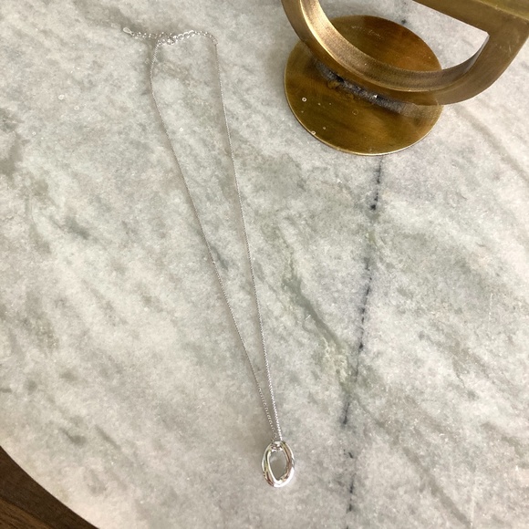 Sterling Silver Oval Twist Pendant Necklace - Picture 3 of 5